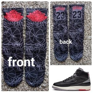 Jordan 2 black cement socks